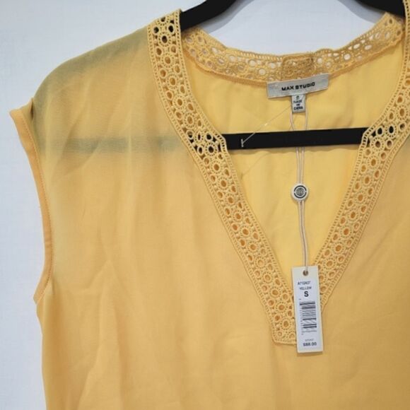 Max Studio Yellow🌻 tunic top Size Small - Picture 4 of 10